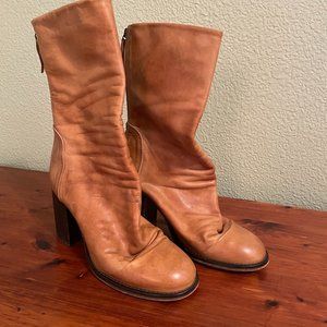 Free People Elle Block Boots, Tan, Size 38